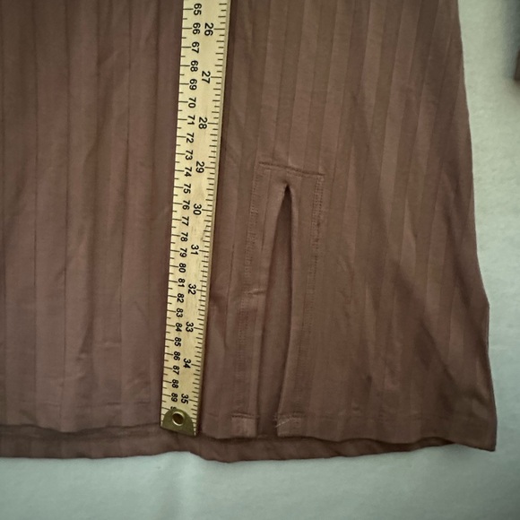 Love Tree Women's Brown Rib Knit Mock Neck Mini Dress with Side Slit Size L - Picture 7 of 9